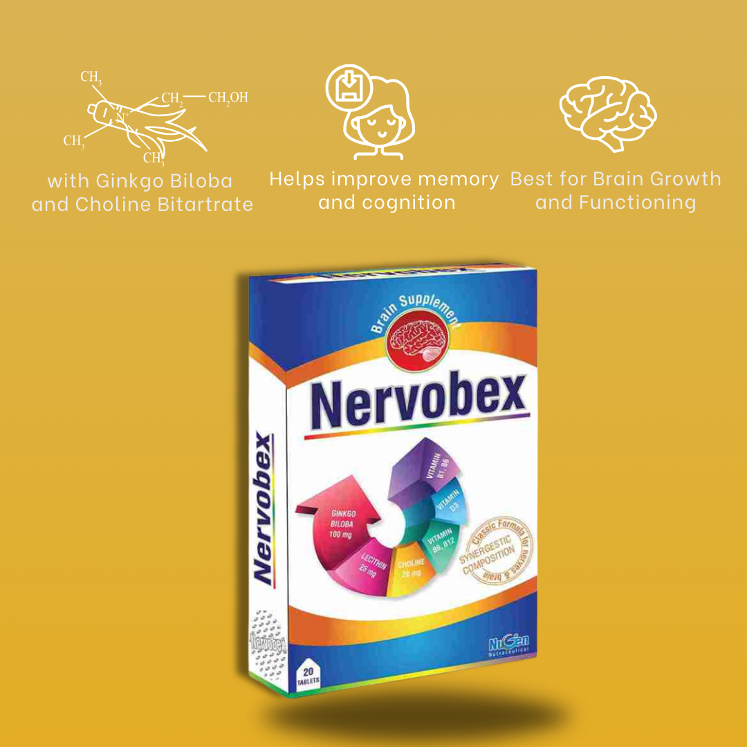 nervobex – ginkgo biloba tablets best stress reliever,improve blood flow & helps in sleeping