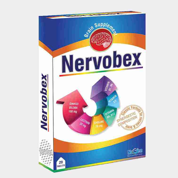 nervobex – ginkgo biloba tablets best stress reliever,improve blood flow & helps in sleeping